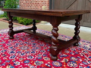 Antique English Dining Table Draw Leaf Table Barley Twist Oak Breakfast c. 1930s