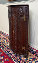 Load image into Gallery viewer, Antique English Corner Cabinet Carved Oak Hanging Wall Cabinet Storage 19C