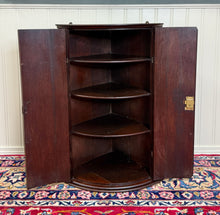 Load image into Gallery viewer, Antique English Corner Cabinet Carved Oak Hanging Wall Cabinet Storage 19C