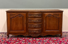 Load image into Gallery viewer, Antique French Louis XV Bow Front Buffet Sideboard Server Carved Oak c. 1930s