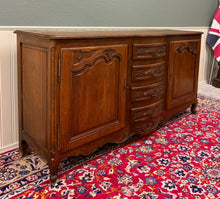 Load image into Gallery viewer, Antique French Louis XV Bow Front Buffet Sideboard Server Carved Oak c. 1930s