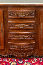 Load image into Gallery viewer, Antique French Louis XV Bow Front Buffet Sideboard Server Carved Oak c. 1930s
