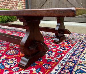 Antique French Farmhouse Benches PAIR Trestle Oak Farm Table Banquette 110" LONG