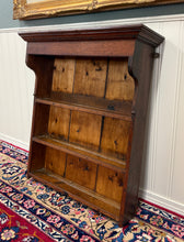 Load image into Gallery viewer, Antique English Plate Rack Wall Shelf Hanging Wall Decor Carved Oak 19th C