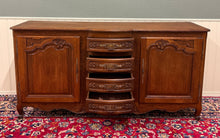 Load image into Gallery viewer, Antique French Louis XV Bow Front Buffet Sideboard Server Carved Oak c. 1930s