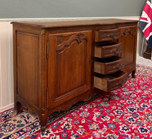 Load image into Gallery viewer, Antique French Louis XV Bow Front Buffet Sideboard Server Carved Oak c. 1930s