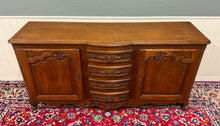 Load image into Gallery viewer, Antique French Louis XV Bow Front Buffet Sideboard Server Carved Oak c. 1930s