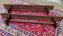 Load image into Gallery viewer, Antique French Farmhouse Benches PAIR Trestle Oak Farm Table Banquette 110&quot; LONG