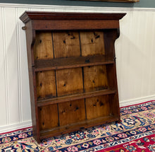 Load image into Gallery viewer, Antique English Plate Rack Wall Shelf Hanging Wall Decor Carved Oak 19th C