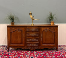 Load image into Gallery viewer, Antique French Louis XV Bow Front Buffet Sideboard Server Carved Oak c. 1930s