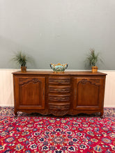 Load image into Gallery viewer, Antique French Louis XV Bow Front Buffet Sideboard Server Carved Oak c. 1930s