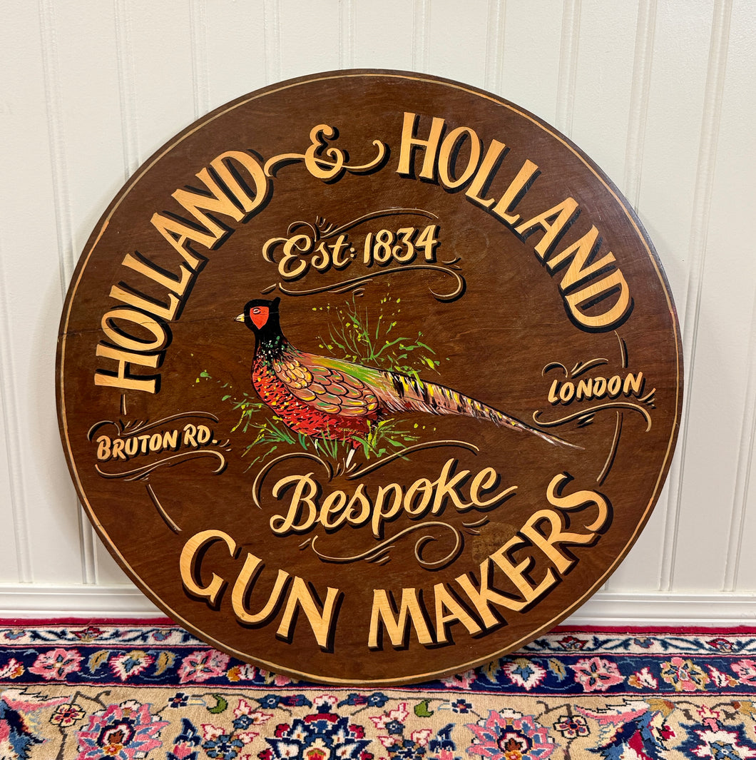 Vintage English Pub Sign Holland & Holland Gun Makers Pheasant Lodge Bespoke