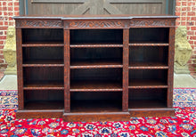 Load image into Gallery viewer, Antique English Bookcase Stepback Bookshelf Display Cabinet Oak c. 1900s