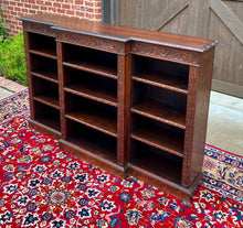 Load image into Gallery viewer, Antique English Bookcase Stepback Bookshelf Display Cabinet Oak c. 1900s