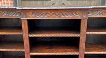 Load image into Gallery viewer, Antique English Bookcase Stepback Bookshelf Display Cabinet Oak c. 1900s