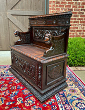 Load image into Gallery viewer, Antique French Monks Bench Settee Entry Petite Renaissance Revival Walnut c1870s