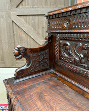 Load image into Gallery viewer, Antique French Monks Bench Settee Entry Petite Renaissance Revival Walnut c1870s