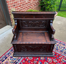 Load image into Gallery viewer, Antique French Monks Bench Settee Entry Petite Renaissance Revival Walnut c1870s
