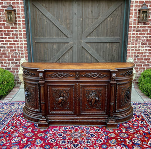 Antique French Hunt Sideboard Buffet Server Renaissance Revival Oak 19th Superb!