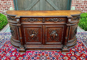 Antique French Hunt Sideboard Buffet Server Renaissance Revival Oak 19th Superb!