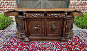 Antique French Hunt Sideboard Buffet Server Renaissance Revival Oak 19th Superb!