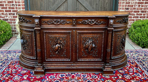 Antique French Hunt Sideboard Buffet Server Renaissance Revival Oak 19th Superb!