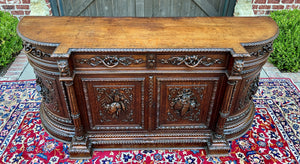 Antique French Hunt Sideboard Buffet Server Renaissance Revival Oak 19th Superb!