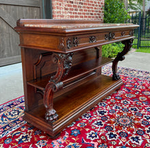 Load image into Gallery viewer, Antique French Gothic Server Sideboard Console Table 2-Tier Walnut Marble Top