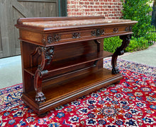 Load image into Gallery viewer, Antique French Gothic Server Sideboard Console Table 2-Tier Walnut Marble Top