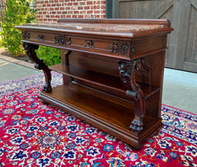 Load image into Gallery viewer, Antique French Gothic Server Sideboard Console Table 2-Tier Walnut Marble Top