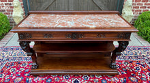 Load image into Gallery viewer, Antique French Gothic Server Sideboard Console Table 2-Tier Walnut Marble Top