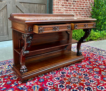 Load image into Gallery viewer, Antique French Gothic Server Sideboard Console Table 2-Tier Walnut Marble Top