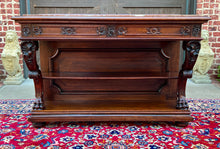 Load image into Gallery viewer, Antique French Gothic Server Sideboard Console Table 2-Tier Walnut Marble Top