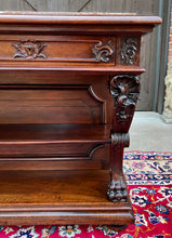 Load image into Gallery viewer, Antique French Gothic Server Sideboard Console Table 2-Tier Walnut Marble Top