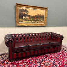 Load image into Gallery viewer, Vintage English Chesterfield Leather Tufted Sofa Oxblood Red Mid Century