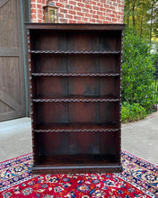 Load image into Gallery viewer, Antique English Bookcase Bookshelf Display Cabinet TALL Carved Oak c. 1900