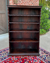 Load image into Gallery viewer, Antique English Bookcase Bookshelf Display Cabinet TALL Carved Oak c. 1900