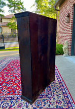 Load image into Gallery viewer, Antique English Bookcase Bookshelf Display Cabinet TALL Carved Oak c. 1900