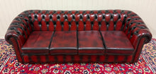 Load image into Gallery viewer, Vintage English Chesterfield Leather Tufted Sofa Oxblood Red Mid Century