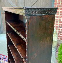 Load image into Gallery viewer, Antique English Bookcase Bookshelf Display Cabinet TALL Carved Oak c. 1900