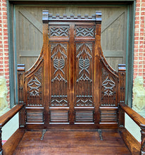 Load image into Gallery viewer, Antique French Bench Settee Gothic Oak Tracery Lift Top Seat Storage Trunk 19C