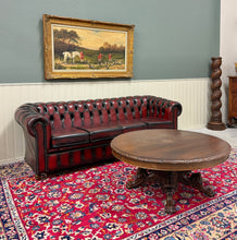 Load image into Gallery viewer, Vintage English Chesterfield Leather Tufted Sofa Oxblood Red Mid Century