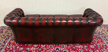 Load image into Gallery viewer, Vintage English Chesterfield Leather Tufted Sofa Oxblood Red Mid Century