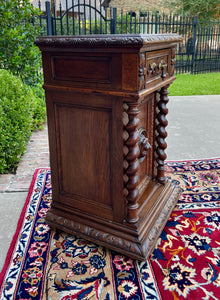 Antique French Side End Table Pedestal Cabinet BARLEY TWIST Oak Renaissance 19C