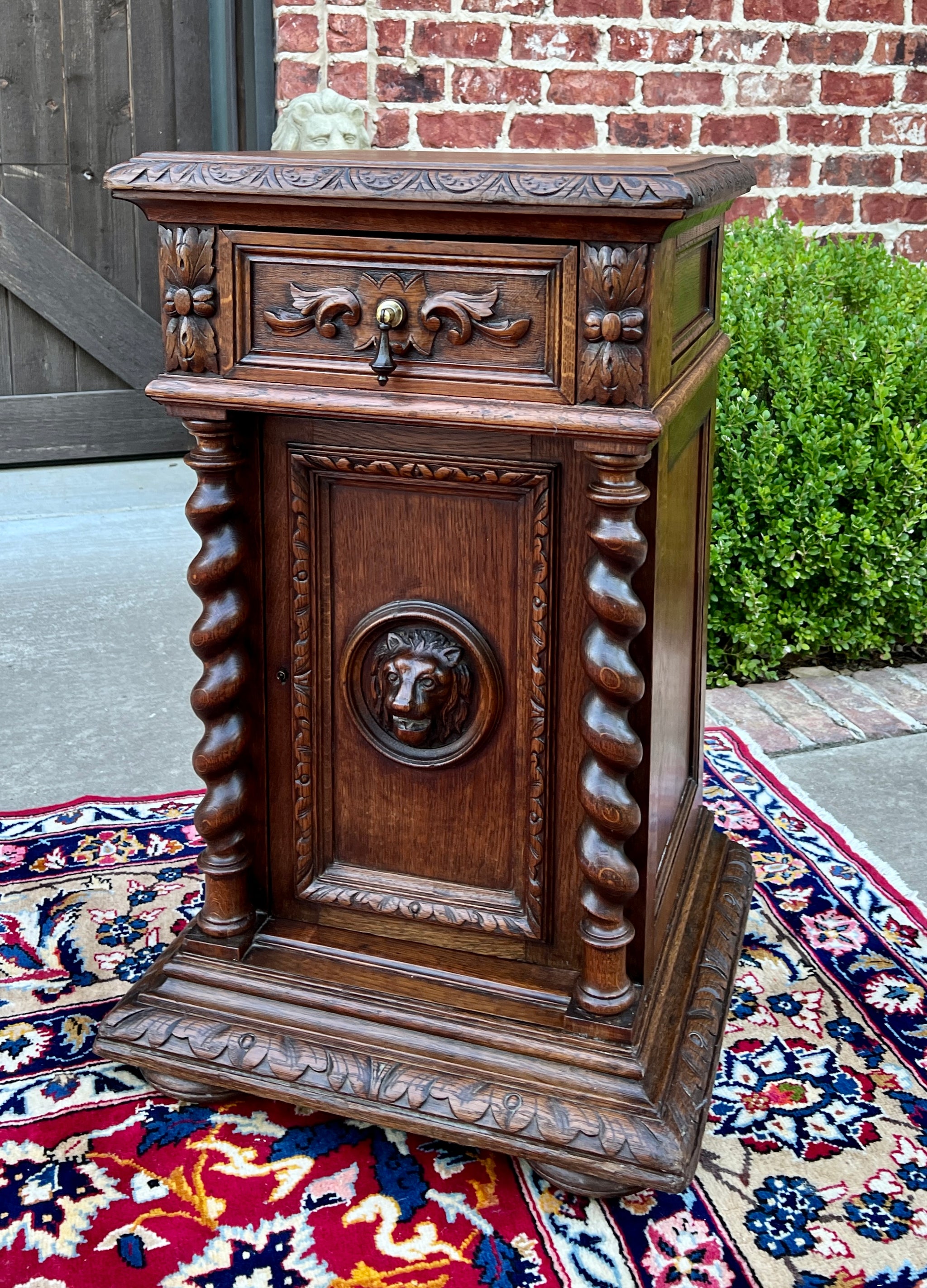 Ornate Carved wood 2 Tier Open Barley Twist online Pedestal Table Plant Stand Smokers Table 25.19