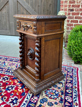 Load image into Gallery viewer, Antique French Side End Table Pedestal Cabinet BARLEY TWIST Oak Renaissance 19C