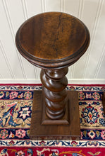 Load image into Gallery viewer, Antique PAIR French Louis XIII Barley Twist Pedestals Plant Stands Oak 33" T