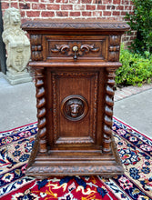 Load image into Gallery viewer, Antique French Side End Table Pedestal Cabinet BARLEY TWIST Oak Renaissance 19C