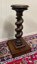 Load image into Gallery viewer, Antique PAIR French Louis XIII Barley Twist Pedestals Plant Stands Oak 33" T
