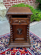 Load image into Gallery viewer, Antique French Side End Table Pedestal Cabinet BARLEY TWIST Oak Renaissance 19C